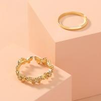 Cúbicos Circonia Micro Pave anillo de latón, metal, Ajustable & micro arcilla de zirconia cúbica & para mujer, dorado, 17mm, Vendido por Set