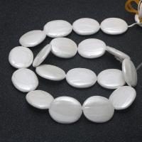 الخرز شل الأبيض الطبيعي, قذيفة, القطع الناقص, ديي, أبيض, 18x22mm, تباع لكل 15.75 بوصة حبلا