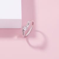 Cúbicos Circonia Micro Pave anillo de latón, metal, micro arcilla de zirconia cúbica & para mujer, plateado, 17mm, Vendido por UD