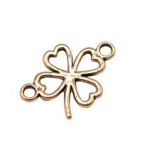 Flower Zinc Alloy Connector Four Leaf Clover plated vintage & 1/1 loop & hollow nickel lead & cadmium free Sold By PC