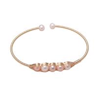 Freshwater Cultured Pearl Bracelet Brass with Freshwater Pearl Round gold color plated for woman nickel lead & cadmium free 6-7mm Length 16-17 cm Sold By PC