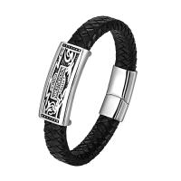 PU Leather Cord Bracelets with 316L Stainless Steel Vacuum Plating & for man Length 8.26 Inch Sold By PC