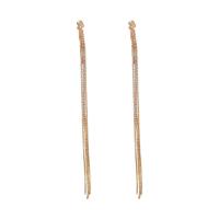 Fashion Fringe Earrings Zinc Alloy Tassel gold color plated Korean style & for woman & with rhinestone nickel lead & cadmium free 335mm Sold By Pair
