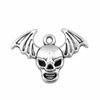 Zinc Alloy Skull Pendants plated Halloween Jewelry Gift silver color Sold By PC