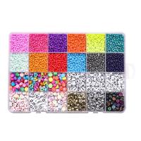 Blandade Glas Seed Beads, med Glass Seed Beads & Akryl, ugnstorkande lack, DIY, blandade färger, 4mm,6mm, Säljs av Box