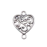 Heart Zinc Alloy Connector antique silver color plated vintage & 1/1 loop & hollow nickel lead & cadmium free Sold By PC
