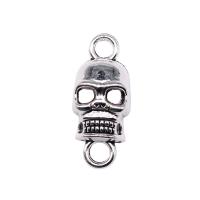 Skull Zinc Alloy Connector plated vintage & Halloween Jewelry Gift & 1/1 loop nickel lead & cadmium free Sold By PC