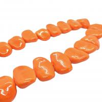 Contas de porcelana vitrificada, envidraçado, DIY, laranja, 24x17x10mm, Aprox 100PCs/Bag, vendido por Bag