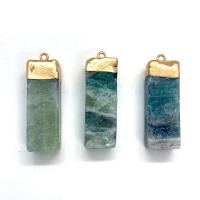 Quartz Gemstone Pendants with Brass Rectangle gold color plated dyed & Unisex green Sold By PC