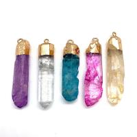 Quartz Gemstone Pendants with Brass irregular gold color plated Unisex 10x39- Sold By PC
