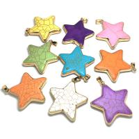 Turquoise Pendant with Brass Star gold color plated fashion jewelry Sold By PC
