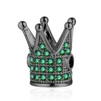 Cubic Zirconia Micro Pave Brass Beads Crown gun black plated DIY & micro pave cubic zirconia nickel lead & cadmium free Sold By PC