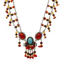 Fashion Turquoise Ketting, Zinc Alloy, met turkoois, antiek goud plated, mode sieraden & voor vrouw, 37x60mm, Lengte Ca 18.8 inch, Verkocht door PC