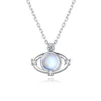 Natural Gemstone Necklace Zinc Alloy with Moonstone with 1.96 inch extender chain Eye platinum color plated micro pave cubic zirconia & for woman & hollow Length Approx 15.74 Inch Sold By PC