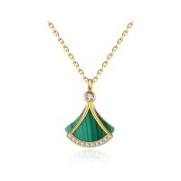 Natural Gemstone Necklace Zinc Alloy with Malachite with 1.96 inch extender chain plated micro pave cubic zirconia & for woman Length Approx 15.74 Inch Sold By PC
