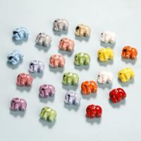 Glaserede porcelænsperler, Porcelæn, Elephant, malede, du kan DIY, flere farver til valg, 11x14mm, Solgt af PC