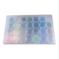 Doppelkegel Kristallperlen, Glasperlen, mit Kunststoff Kasten, Rhombus, DIY, gemischte Farben, 4mm, ca. 2744PCs/Box, verkauft von Box