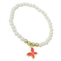 perle de plastique bracelet, avec laiton, Placage de couleur d'or, pour femme, Longueur Environ 7.6 pouce, Vendu par PC