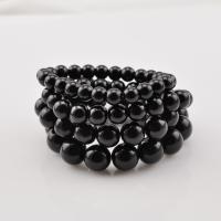 Lampwork Bracelets Round imitation black obsidian & Unisex & anti-fatigue black Length Approx 7.09 Inch Sold By PC