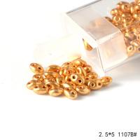 Pläterad Glass Seed Beads, Glaspärlor, ellips, plated, DIY & dubbel-håls, fler färger för val, 2.50x5mm, Säljs av Box