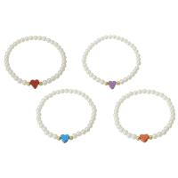 perle de plastique bracelet, avec plastique & laiton, Placage de couleur d'or, pour femme, plus de couleurs à choisir, Longueur Environ 6.6 pouce, Vendu par PC