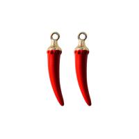 Zinc Alloy Enamel Pendants Cayenne gold color plated Unisex red nickel lead & cadmium free Sold By PC