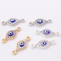 Zinc Alloy Connector plated evil eye pattern & enamel & with rhinestone Sold By PC