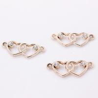 Zinc Alloy Connector Heart plated with rhinestone rose gold color Sold By PC