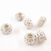 Rhinestone Zinc Alloy Beads plated DIY & with rhinestone silver color Sold By PC
