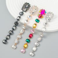 Zinc Alloy Oorbellen, mode sieraden & voor vrouw & met glas strass & met strass, meer kleuren voor de keuze, 122x18mm, Verkocht door pair