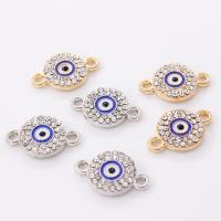 Zinc Alloy Connector with Rhinestone Round plated DIY & evil eye pattern & 1/1 loop nickel lead & cadmium free Sold By PC
