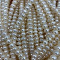 Knapp odlad sötvattenspärla pärlor, Freshwater Pearl, Flat Round, DIY, fler färger för val, 6.5-7mm, Såld Per 14.17 inch Strand