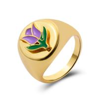 Zinc Alloy Finger Ring gold color plated & for woman & enamel nickel lead & cadmium free 20mm US Ring Sold By PC