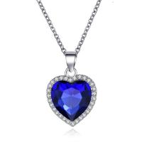 Zinc Alloy Necklace with Crystal with 2inch extender chain Heart platinum color plated oval chain & for woman & with rhinestone nickel lead & cadmium free Length Approx 17.3 Inch Sold By PC