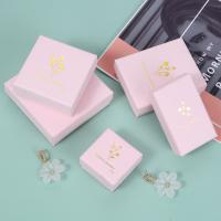 Jewelry Gift Box Paper with Sponge Square hardwearing pink Sold By PC