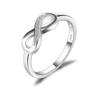 Sterling zilver ringen, 925 sterling zilver, Nummer 8, geplatineerd, verschillende grootte voor keus & voor vrouw & met strass & hol, 15x5.20mm, Maat:5-9, Verkocht door PC