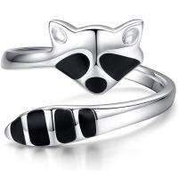 925 Sterling Silver Cuff Finger Ring Bear platinum plated adjustable & for woman & epoxy gel 10mm 4mm US Ring Sold By PC