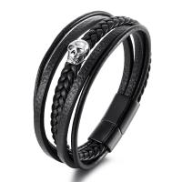 Leather Cord Bracelet 304 Stainless Steel with Leather fashion jewelry & Unisex Length Approx 8.27 Inch Sold By PC