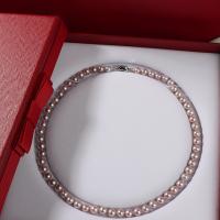 925 пробы серебряное жемчужное ожерелье, Пресноводные жемчуги, с 925 пробы, Женский, Много цветов для выбора, 7mm, длина 45 см, продается PC