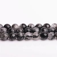 Black Rutilated Quartz Beads Round DIY Sold Per 14.96 Inch Strand