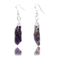 Amethyst Drop Earring with Brass irregular fashion jewelry & Unisex 50*20mm 65mm Sold By Pair