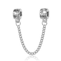 Zinc Alloy European Safety Chain Round silver color plated DIY & with rhinestone silver color nickel lead & cadmium free Approx 4.5-5mm Sold By PC