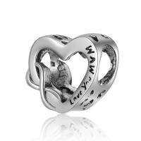 Zinc Alloy Large Hole Bead Heart silver color plated DIY silver color nickel lead & cadmium free Approx 4.5mm Sold By PC