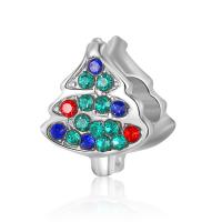 Zinc Alloy Large Hole Bead Christmas Tree silver color plated DIY & with rhinestone silver color nickel lead & cadmium free Approx 4.5mm Sold By PC
