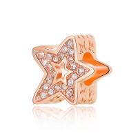 Zinc Alloy Large Hole Bead Star rose gold color plated DIY & with rhinestone rose gold color nickel lead & cadmium free Approx 4.5mm Sold By PC
