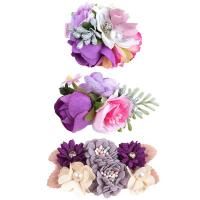 Children Hair Accessory Cloth Flower handmade 3 pieces & Girl purple 760mm Sold By Set