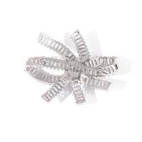 Cubic Zirkonia rintaneula, Messinki, Kukka, platinoidut, Micro Pave kuutiometriä zirkonia & naiselle, nikkeli, lyijy ja kadmium vapaa, 54x50mm, 10PC/erä, Myymät erä