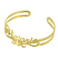 304 Stainless Steel Cuff Bangle Vacuum Ion Plating Each custom text must be less than 10 letters & fashion jewelry & for woman golden Inner Approx Sold By PC