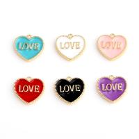 Μενταγιόν Brass Heart, Ορείχαλκος, Καρδιά, επίχρυσο, σμάλτο, περισσότερα χρώματα για την επιλογή, 23x20x7mm, Sold Με PC