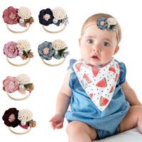 Cloth Headband with Nylon Flower handmade 6 pieces & for children mixed colors 760mm Sold By Set